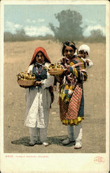 Pueblo Pottery Venders Postcard