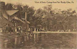 View of Swiss Cottage Pier Rocky Glen, PA Postcard Postcard