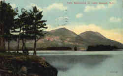 Twin Mountains on Lake George Postcard