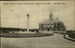 Soldiers And Sailors Monument And Town Hall Bourne, MA Postcard Postcard