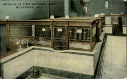 Interior Of First National Bank McAlester, OK Postcard Postcard