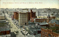 View Of Business District And Mines In Distance Butte, MT Postcard Postcard