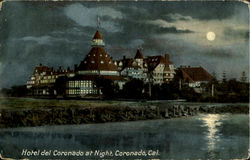 Hotel Del Coronado At Night Postcard