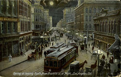 Spring St. Looking South From Franklin St. At Night Postcard