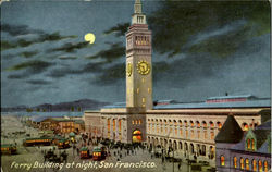 Ferry Building At Night Postcard