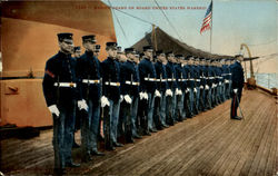 Marine Guard On Board United States Warship Postcard