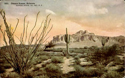 Desert Scene Arizona, Sunset Route Railroad (Scenic) Postcard Postcard