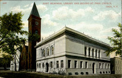 Hart Memorial Library And Second St. Presbyterian Church Troy, NY Postcard Postcard