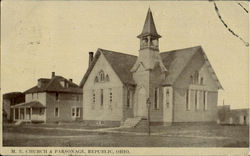 M. E. Church & Parsonage Postcard