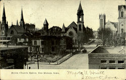 Seven Church Spires Des Moines, IA Postcard Postcard