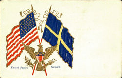 United States Sweden Patriotic Postcard Postcard