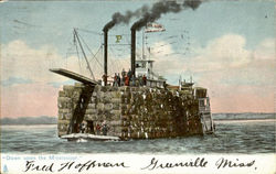 Riverboat Loaded with Bales of Cotton Postcard