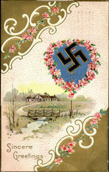 Sincere Greetings Swastika Postcard