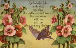 Butterfly Flowers Postcard Postcard