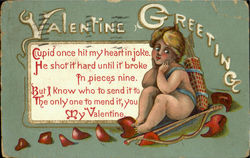 Valentine Greeting Cupid Postcard Postcard