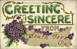 Greeting Sincere From South Fork Pennsylvania Postcard Postcard