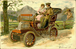 Romance, Car Engagement Postcard Postcard