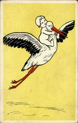 Baby, Stork Postcard