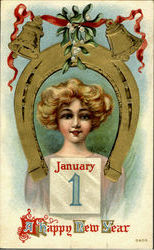 January 1 A Happy New Year Postcard