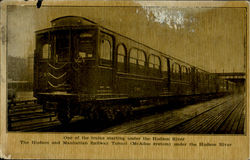 One Of The Train Starting Under The Hudson River Trains, Railroad Postcard Postcard