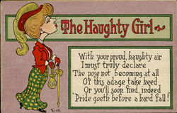 The Haughty Girl Romance & Love Postcard Postcard