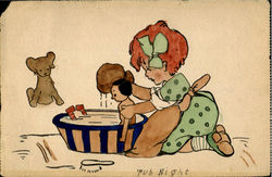 Tub Night Girls Postcard Postcard