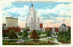 Industrial Trust Co. Bldg. And Depot Park Providence, RI Postcard Postcard