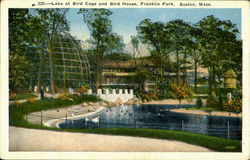 Lake At Bird Cage And Bird House, Franklin Park Postcard