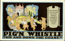 Pig'N Whistle Up And Down The Coast Postcard