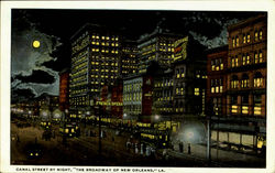 Canal Street By Night The Broadway Of New Orleans Louisiana Postcard Postcard