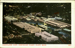 Aeroplane View Chevrolet Plant Flint, MI Postcard Postcard