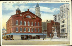 Faneuil Hall, Custom House And Statue Of Samuel Adams Boston, MA Postcard Postcard