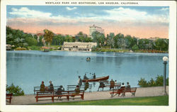 Westlake Park And Boathouse Postcard