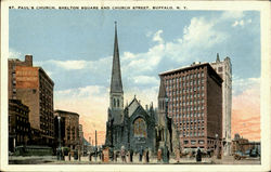 St. Paul's Church, Shelton Square and Church Street Buffalo, NY Postcard Postcard