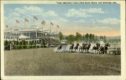 They Are Off Oak Lawn Race Track Postcard