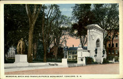 Memorial Arch And Franklin Pierce Monument Postcard