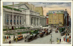 The N. Y. Public Library And Fifth Avenue New York City, NY Postcard Postcard