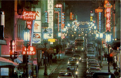 San Francisco's Chinatown At Night Postcard