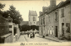 La Rue Grande Et L'Eglise Avon, France Postcard Postcard