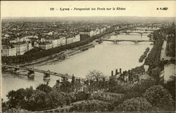 Lyon Perspective Des Ponts Sur Le Rhone Postcard