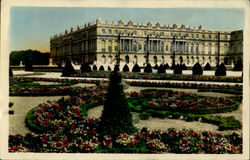 Front On To The Park The Flower Bed Versailles, France Postcard Postcard