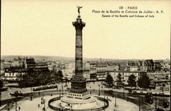 Square Of The Bastille And Column Of July Paris, France Postcard Postcard