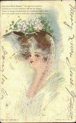 Woman with Flower Hat Postcard