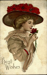 Woman with Rose Hat Postcard