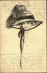 Woman with Hat Women Postcard Postcard