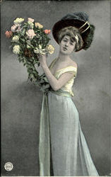 Woman with Flowers Postcard