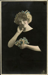 Woman on Black Postcard