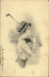 Lady Golfer Postcard