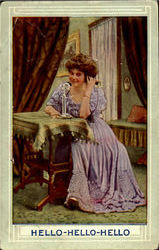 Woman on Telephone Postcard