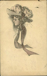 Woman with Hat Postcard